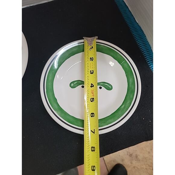 OLIVE GARDEN 7 Inch Bread Plates Restaurant GREEN BAND Olive Design - Picture 2 of 3